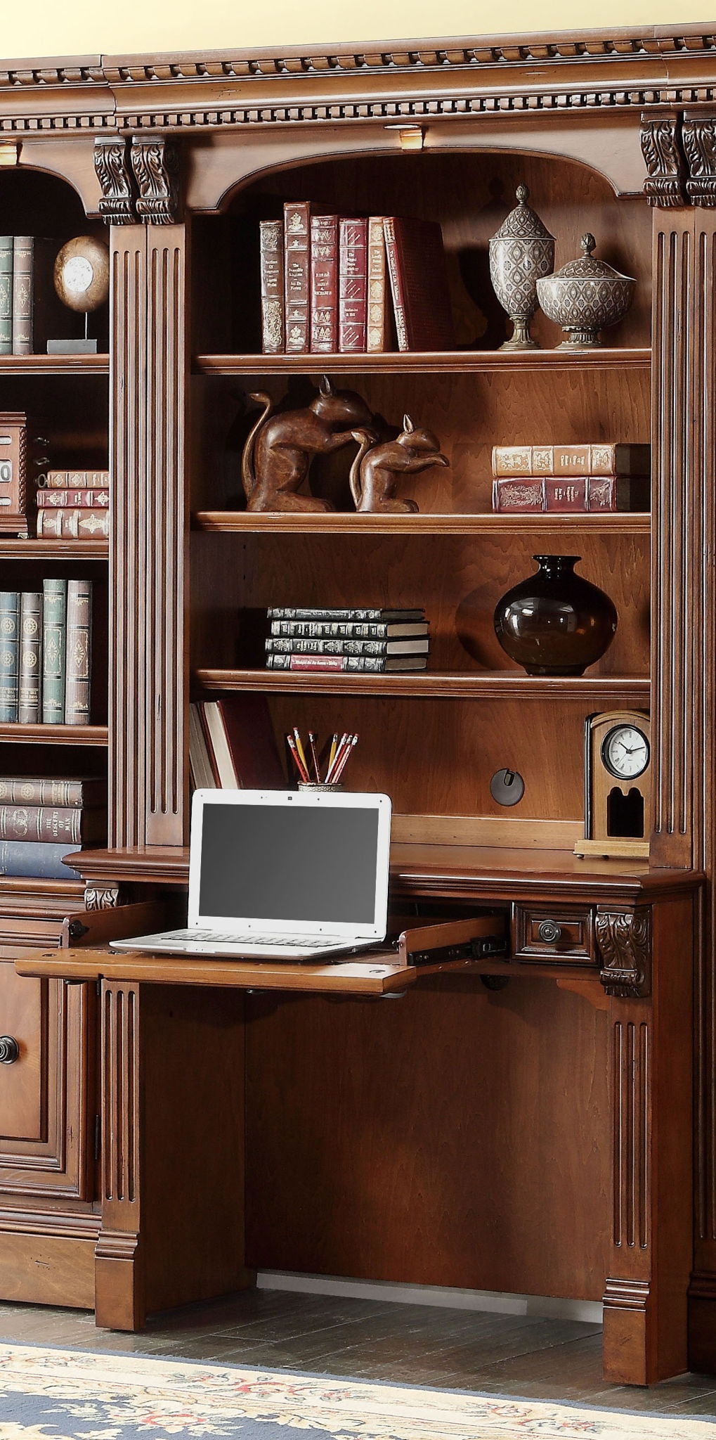 Huntington - Library Desk (2 Piece) - Antique Vintage Pecan