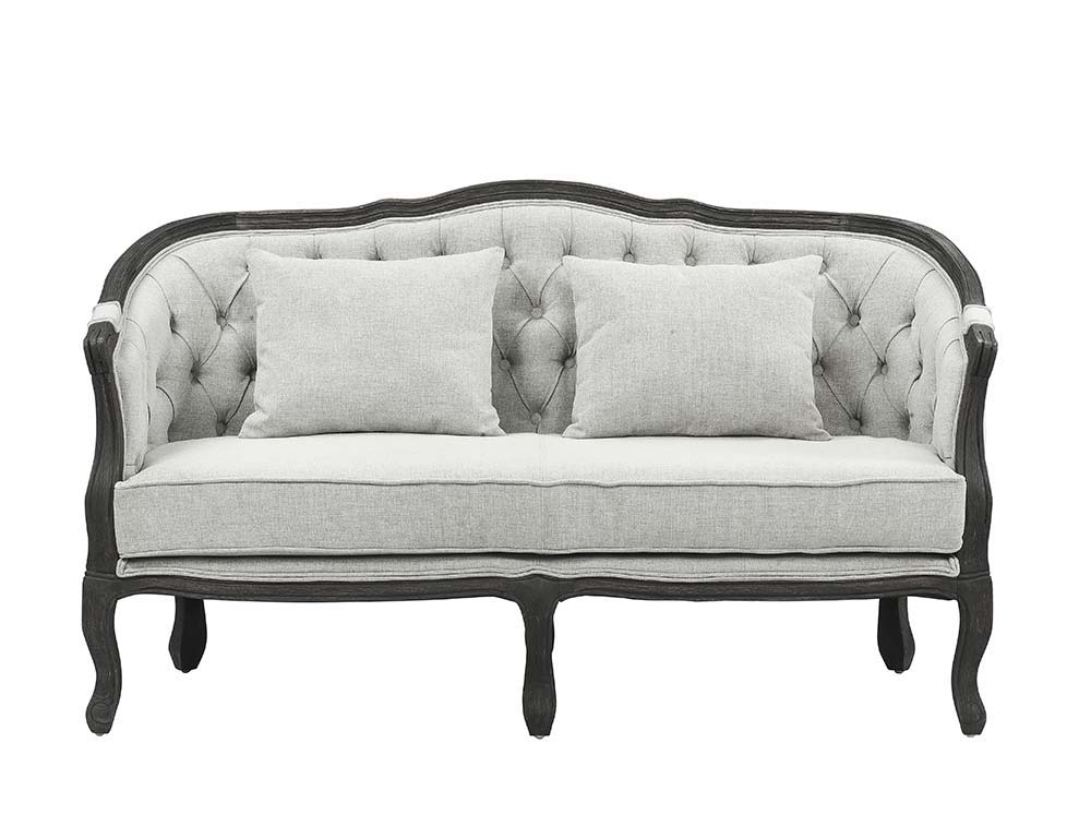 Samael - Loveseat - Gray Linen & Dark Brown Finish - Urban Living Furniture (Los Angeles, CA)