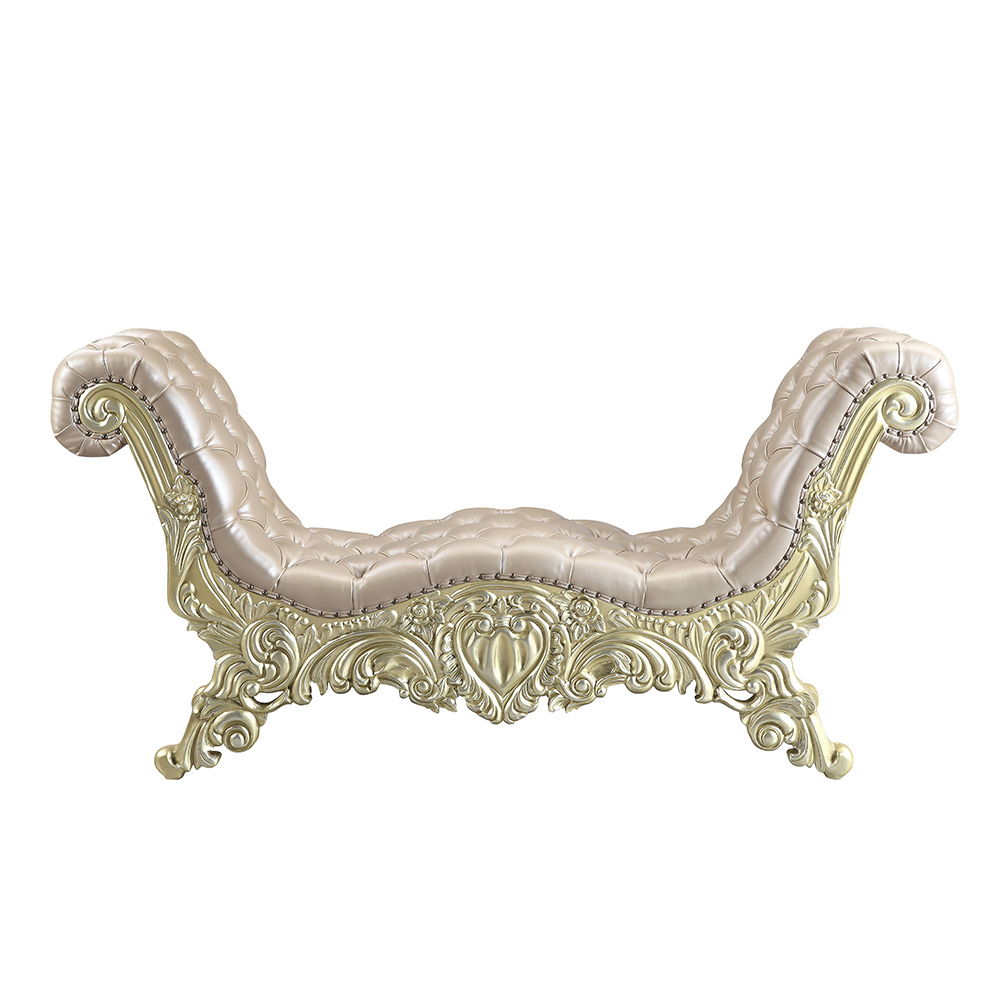 Vatican - Bench - Synthetic Leather, Light Gold & Champagne Silver - Urban Living Furniture (Los Angeles, CA)