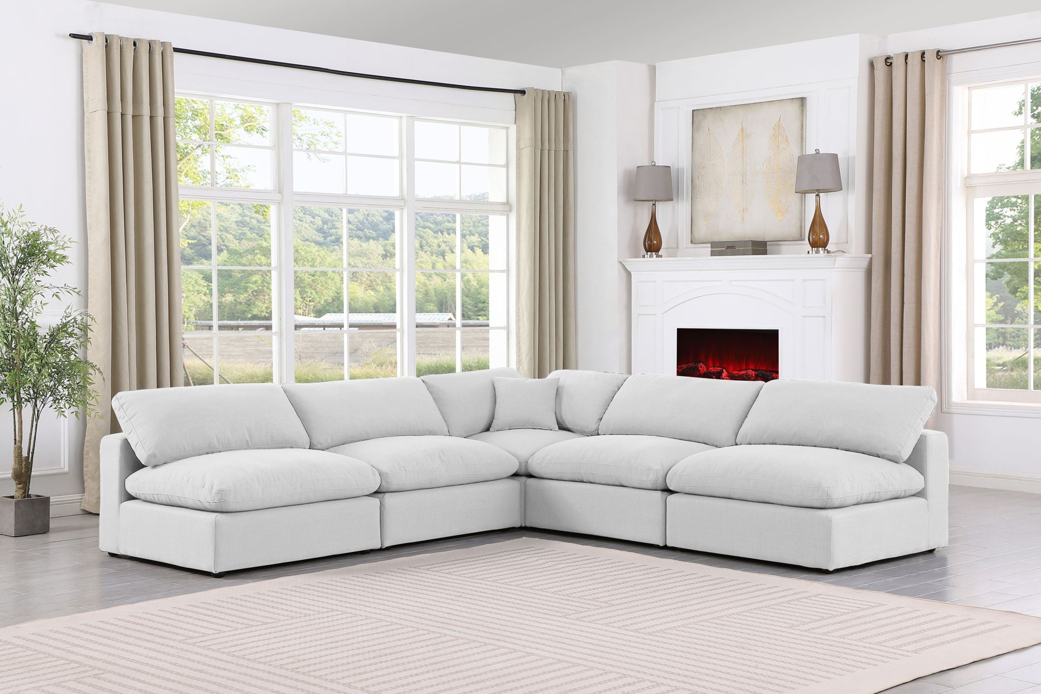 Comfy - 5 Piece Linen Modular Corner Armless Sectional - Urban Living Furniture (Los Angeles, CA)