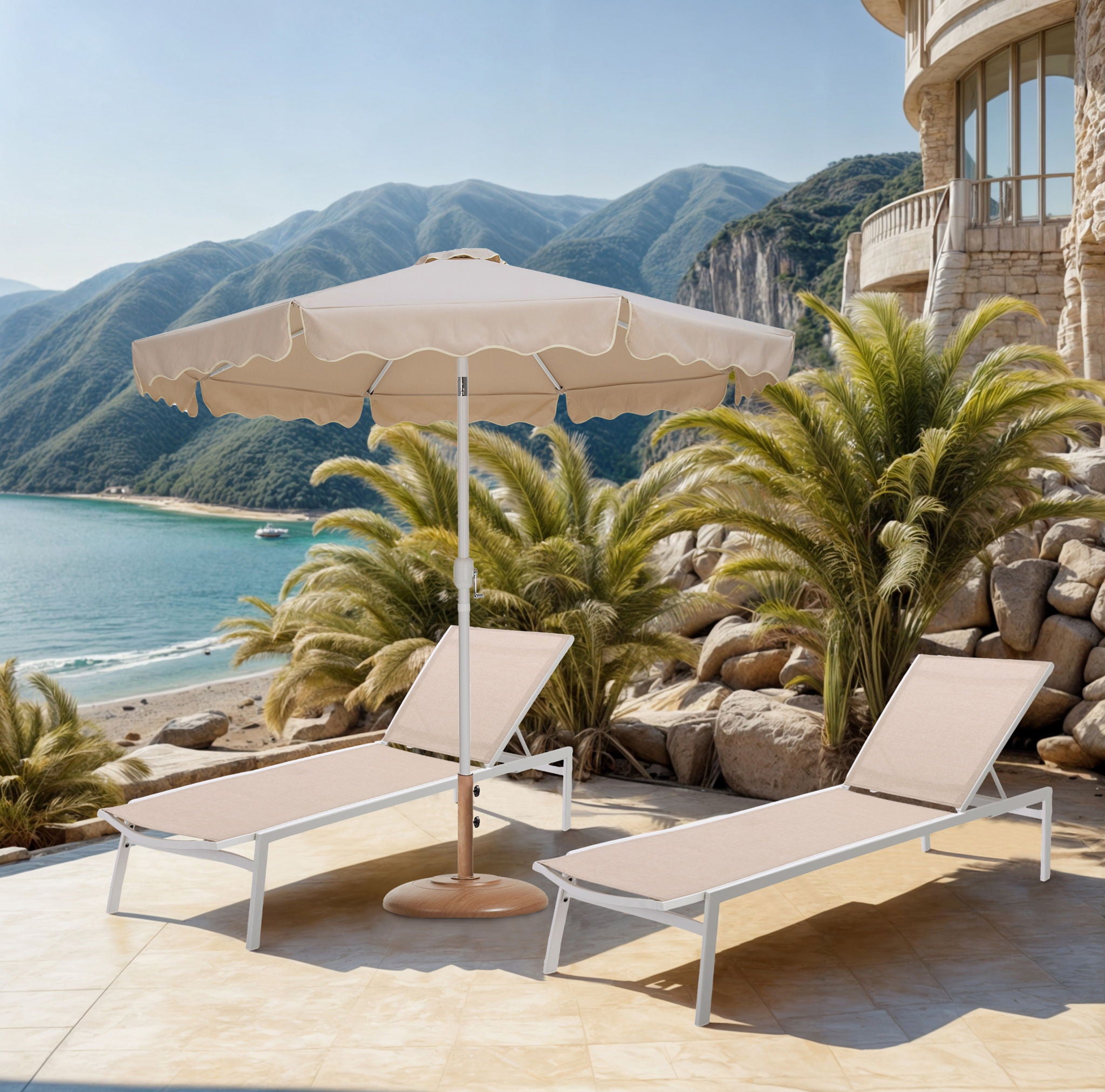 Amalfi - Patio Umbrella - Light Brown Base / White Pole - Urban Living Furniture (Los Angeles, CA)