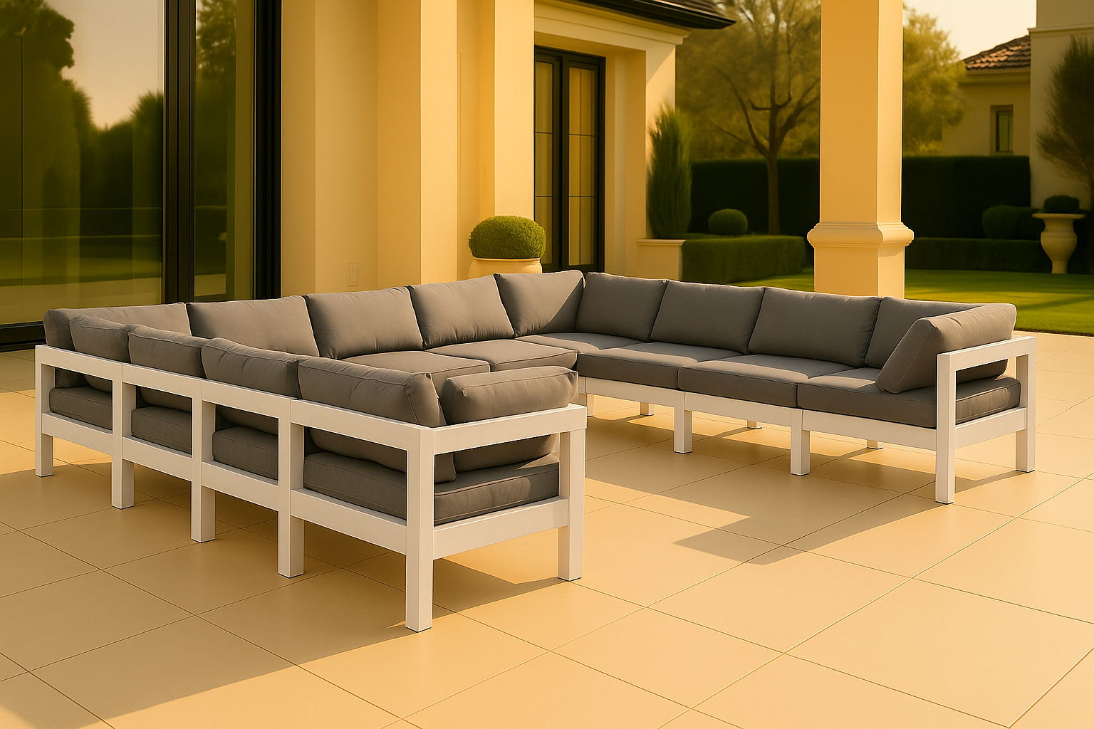 Nizuc - Outdoor Patio 11 Piece Modular Sectional With White Frame - Urban Living Furniture (Los Angeles, CA)