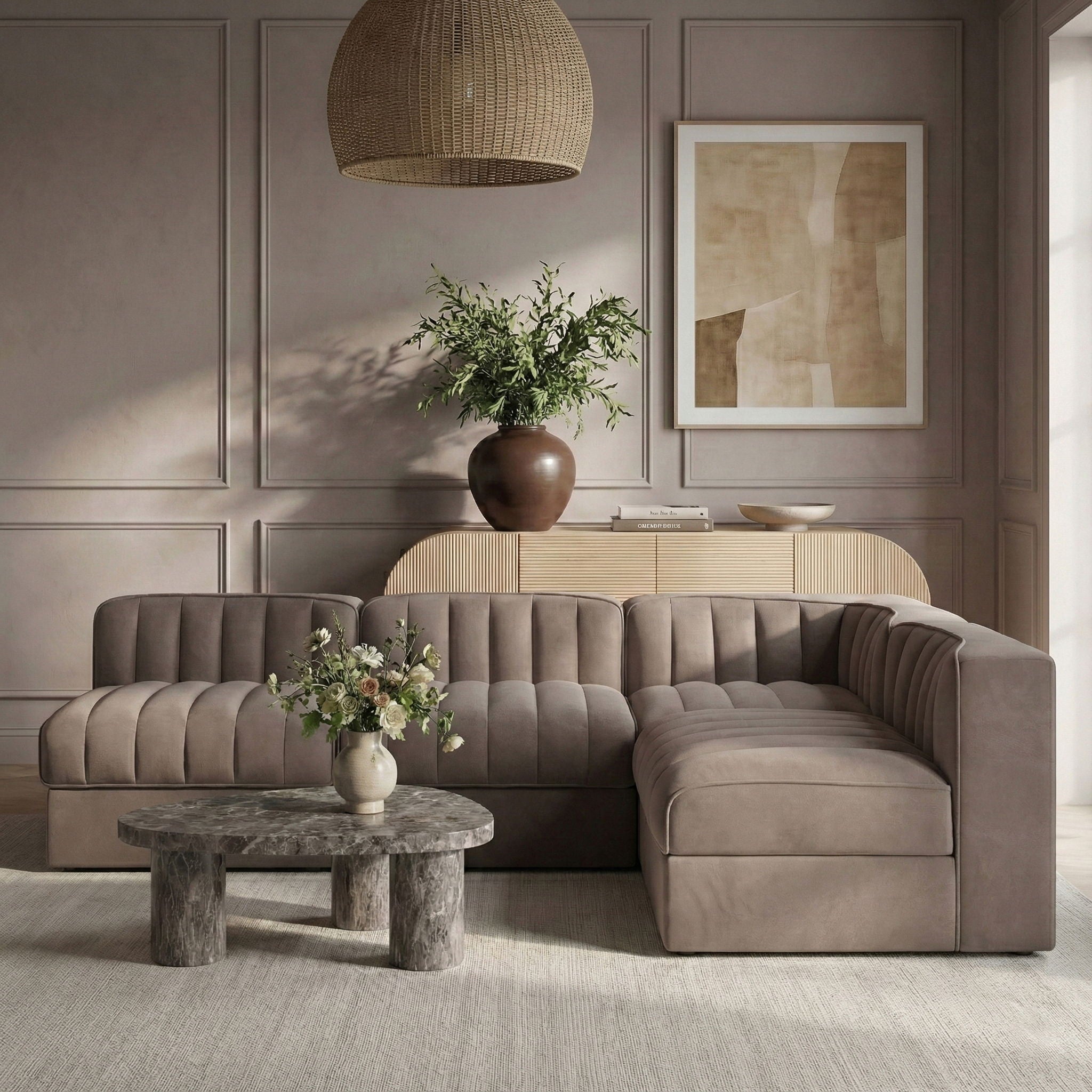 Rummi - Armless Velvet Performance Fabric Upholstered 4 Piece Modular Sectional - Urban Living Furniture (Los Angeles, CA)