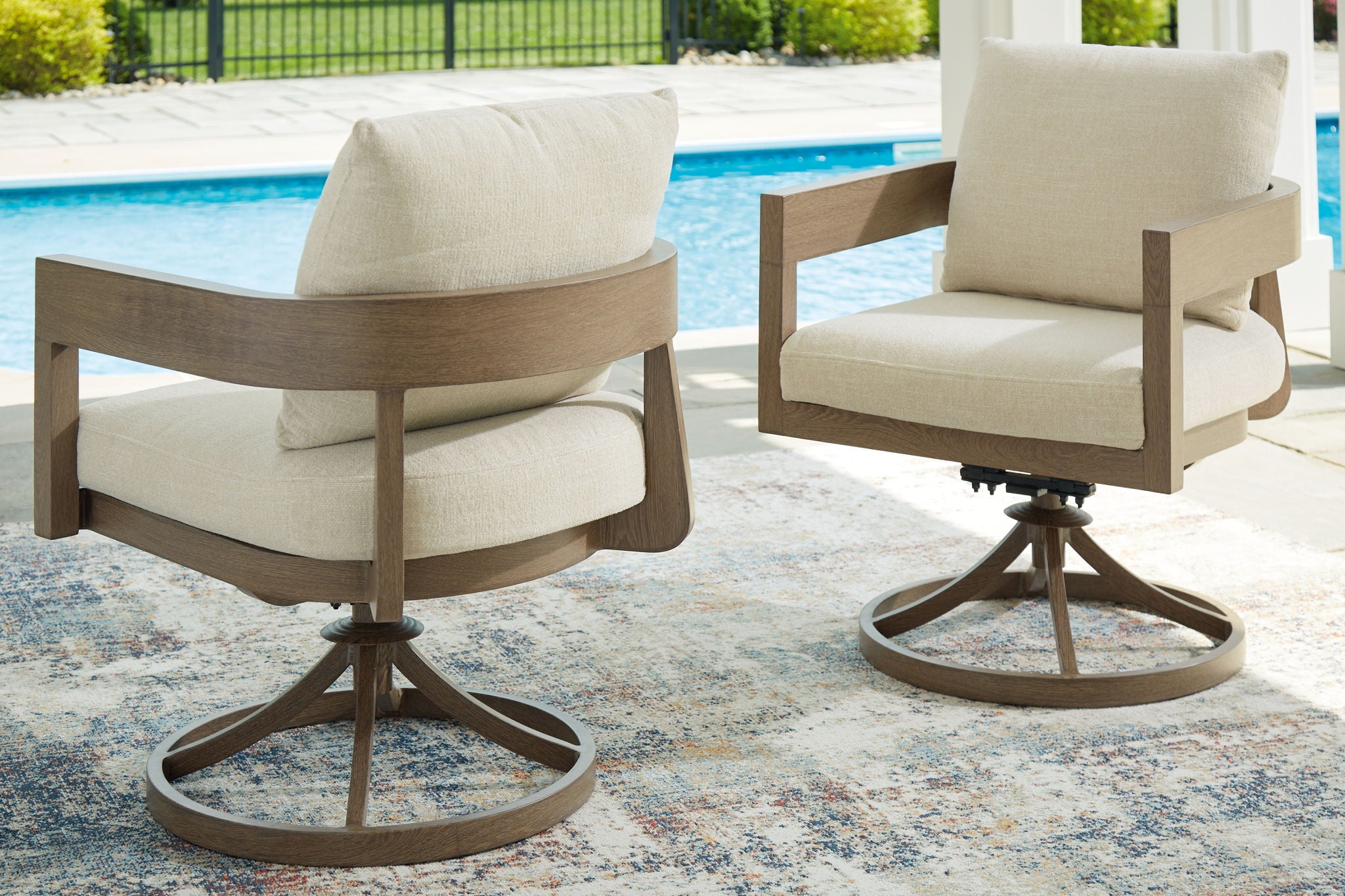 Serene Bay - Dark Brown / White - Swivel Chair With Cushion (Set of 2) - Urban Living Furniture (Los Angeles, CA)