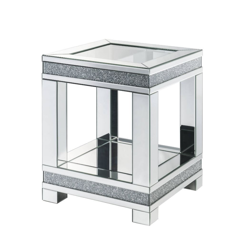 Noralie - 20" Square End Table - Mirrored & Faux Diamonds - Urban Living Furniture (Los Angeles, CA)