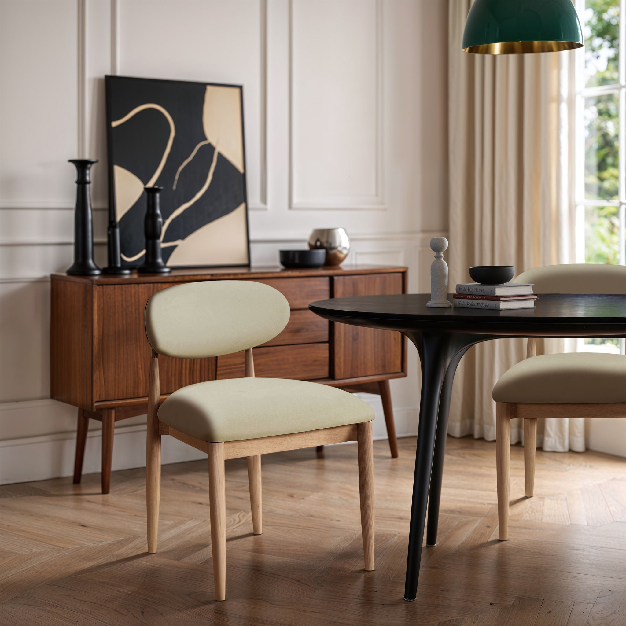 Riccio - Faux Leather Dining Side Chair (Set of 2) - Natural Frame - Urban Living Furniture (Los Angeles, CA)
