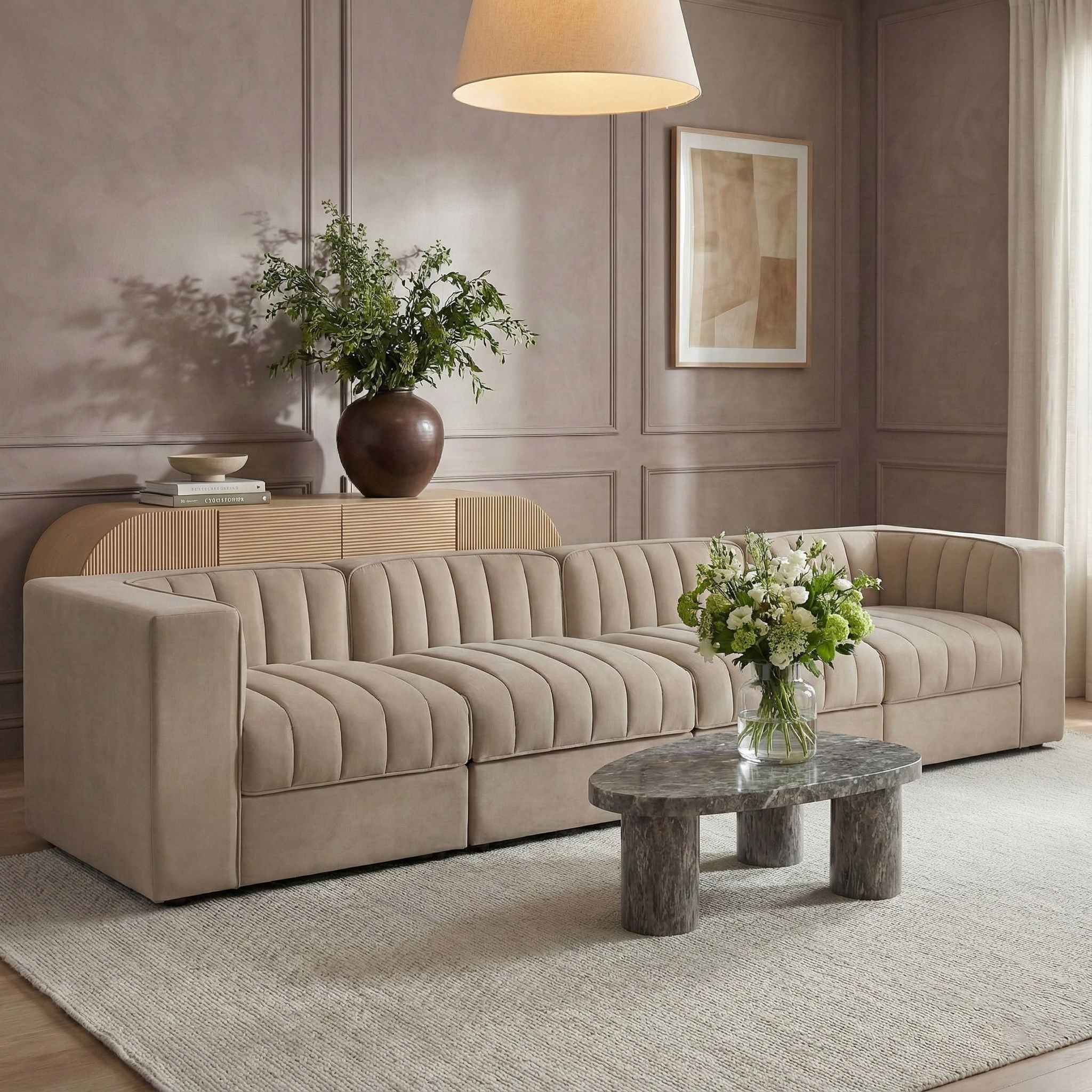 Rummi - Velvet Performance Fabric Upholstered 4 Piece Modular Sofa - Urban Living Furniture (Los Angeles, CA)