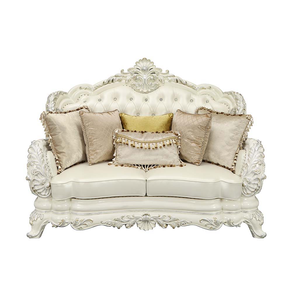 Adara - Loveseat - White PU & Antique White Finish - Urban Living Furniture (Los Angeles, CA)