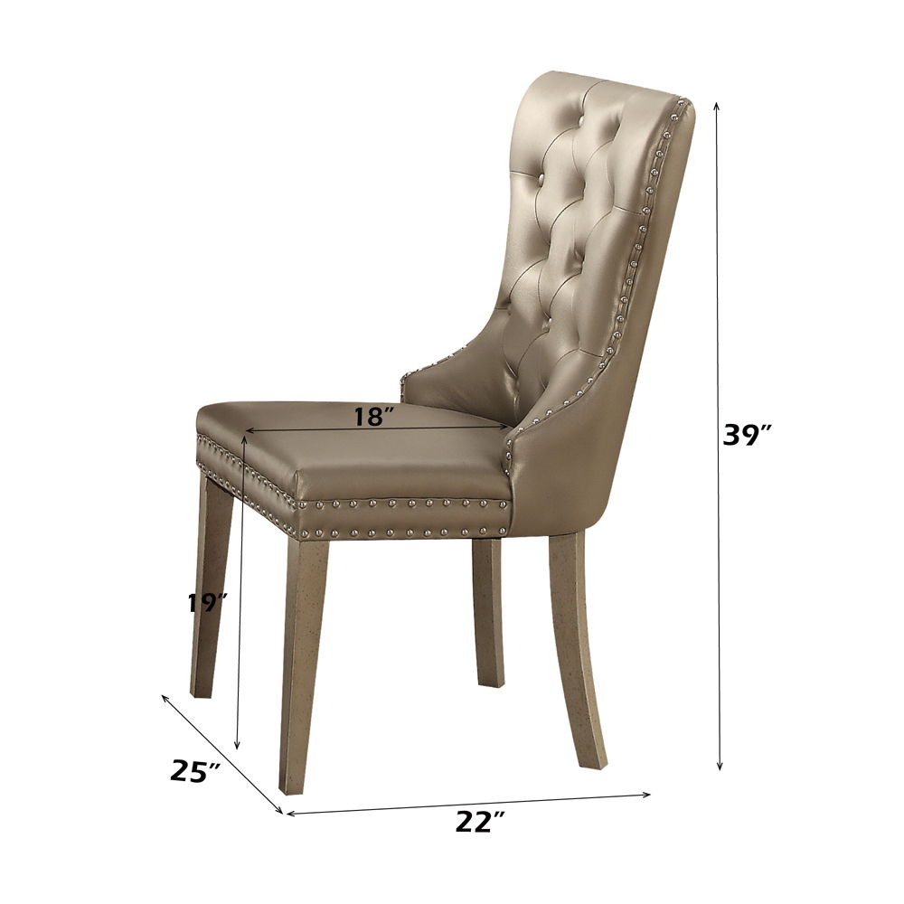 Kacela - Side Chair (Set of 2) - Champagne Synthetic Leather & Champagne - Urban Living Furniture (Los Angeles, CA)