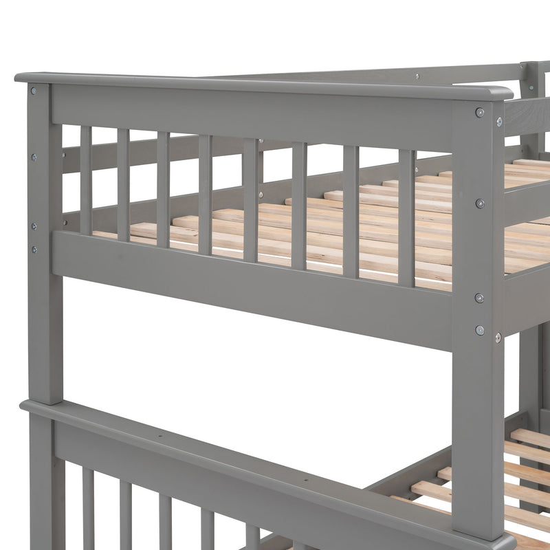 Stairway Bunk Bed With Storage And Guard Rail For Bedroom