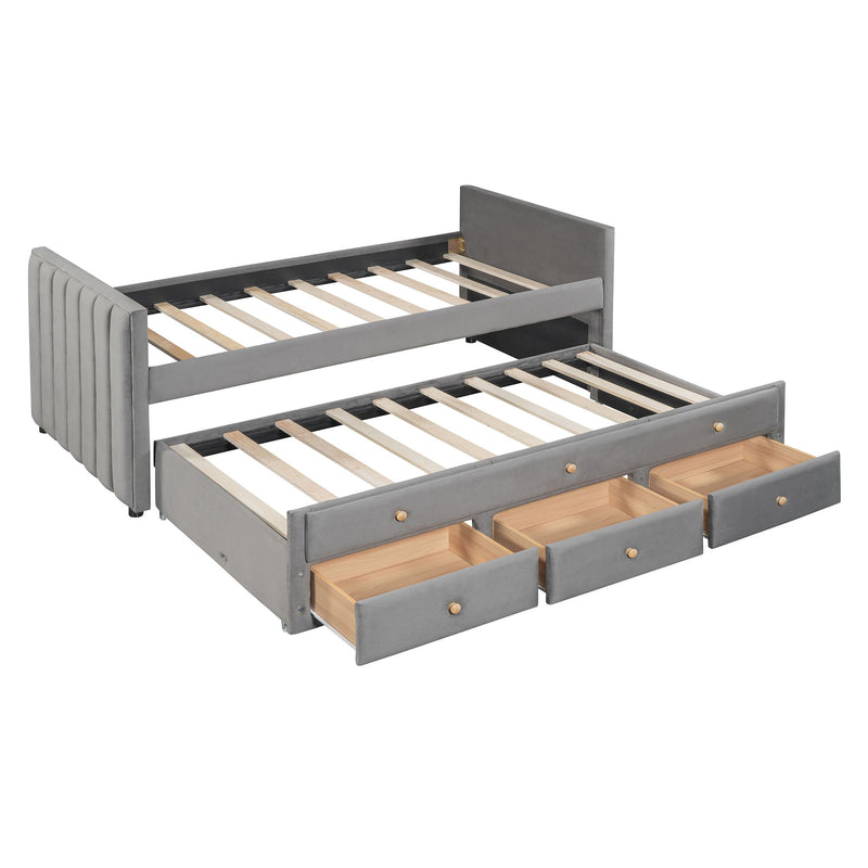 Upholstered Daybed With Trundle And Drawers