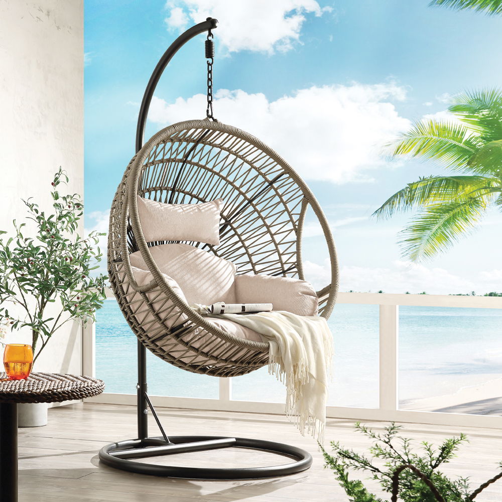 Vasant - Hanging Chair - Beige Fabric & Rope - Urban Living Furniture (Los Angeles, CA)