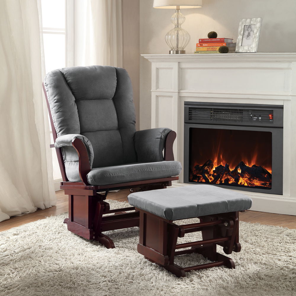 Aeron - Accent Chair - Gray Microfiber & Cherry - Urban Living Furniture (Los Angeles, CA)