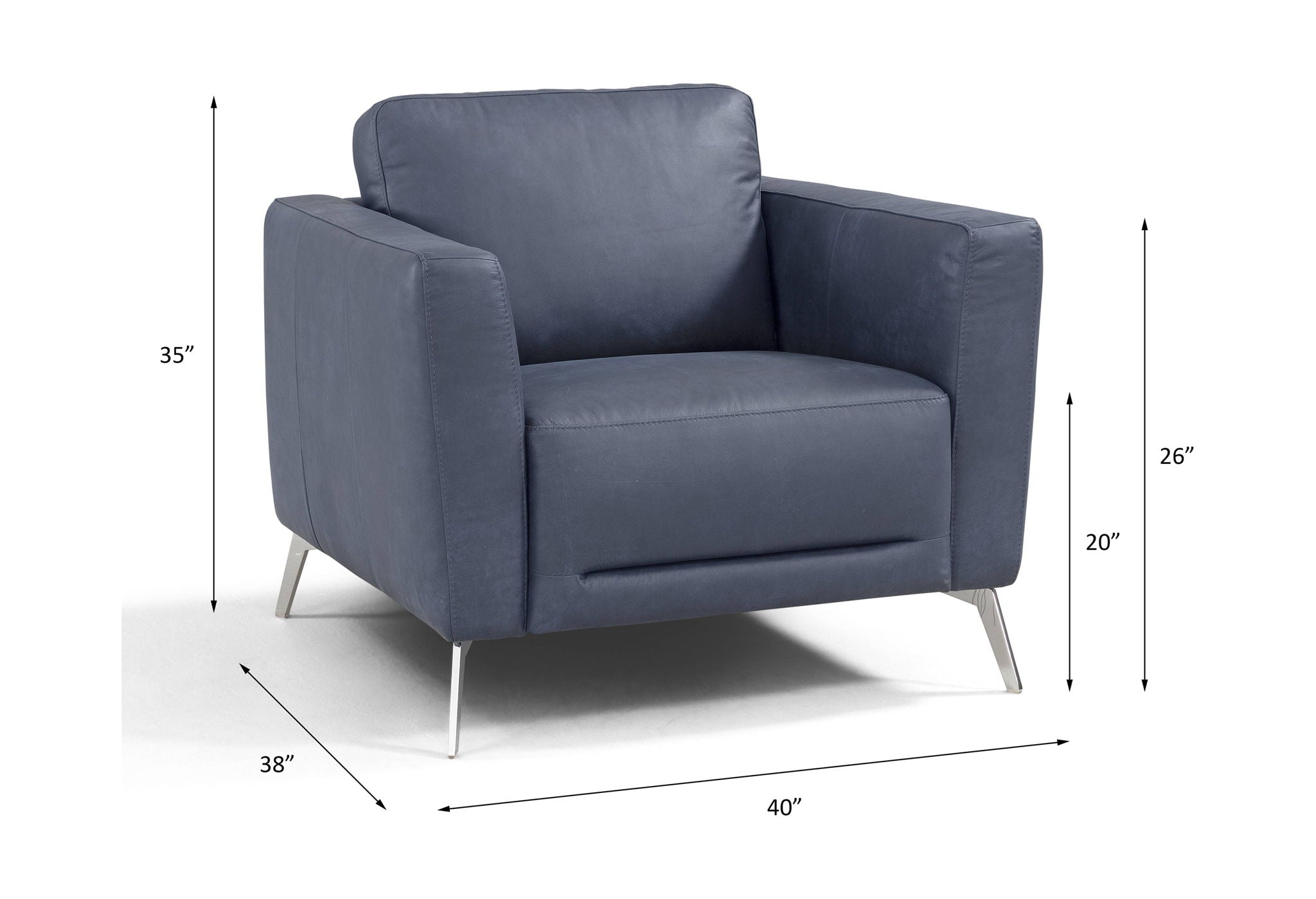 Astonic - Chair - Blue Leather - Urban Living Furniture (Los Angeles, CA)