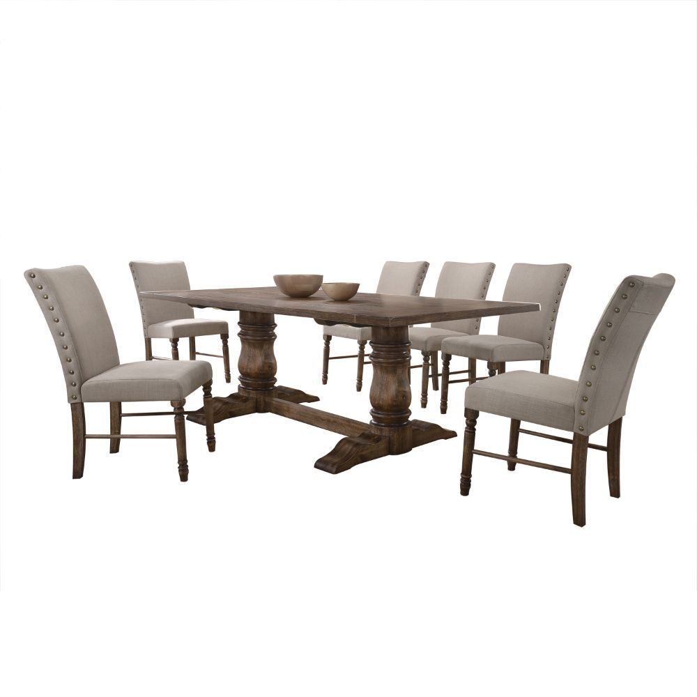 Leventis - Side Chair (Set of 2) - Cream Linen & Weathered Oak - Urban Living Furniture (Los Angeles, CA)