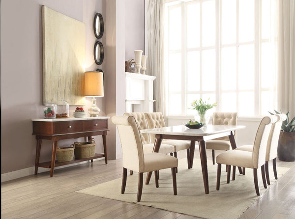 Gasha - Dining Table - White Marble & Walnut - Urban Living Furniture (Los Angeles, CA)