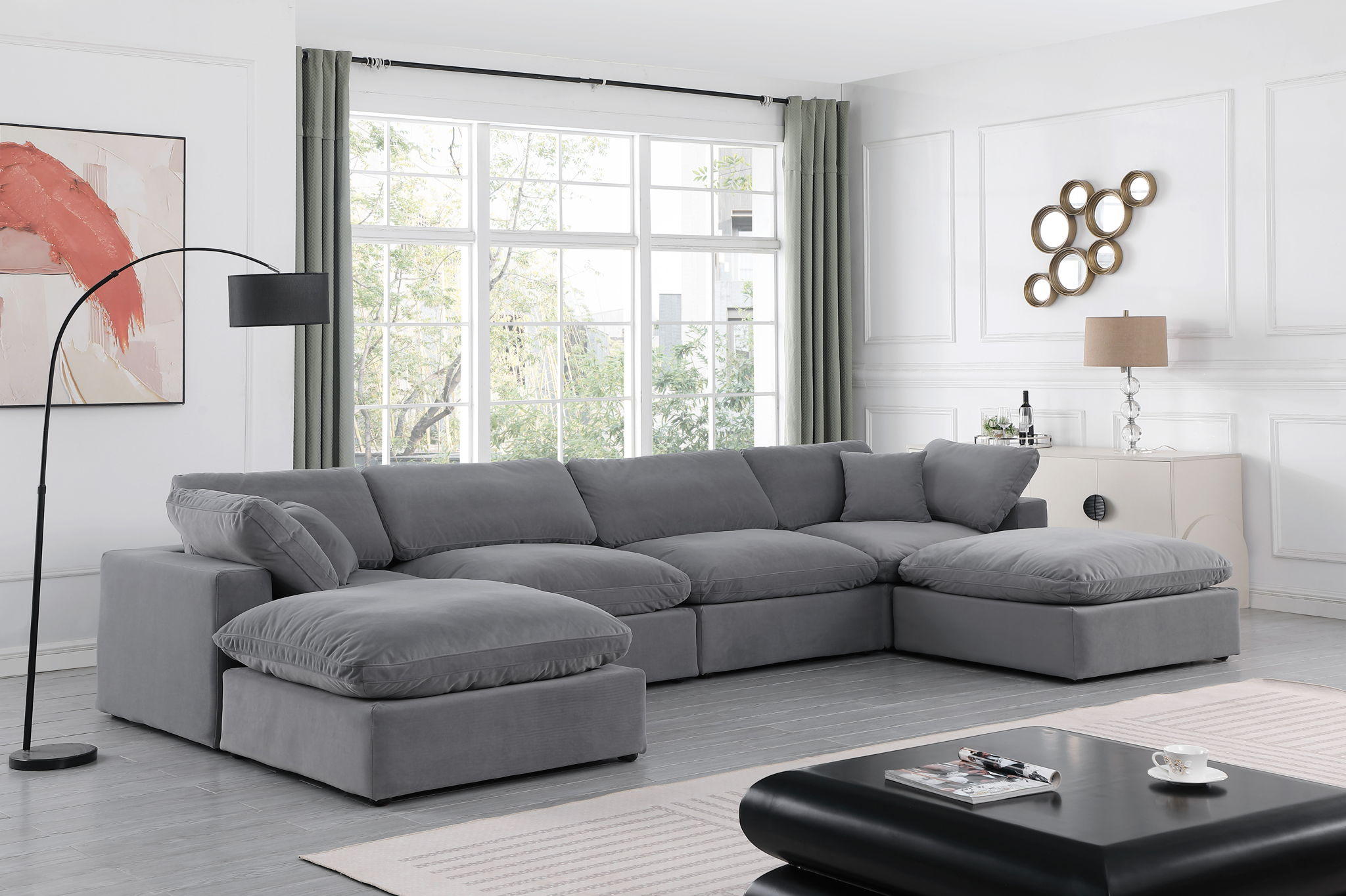 Comfy - 6 Piece Velvet Modular Double Chaise Sectional - Urban Living Furniture (Los Angeles, CA)