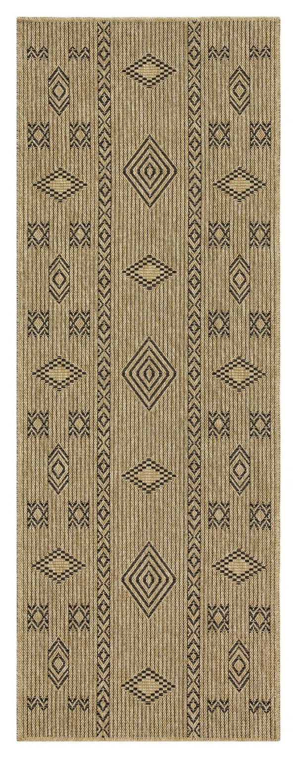 Earth - 2'7" X 7'3" Indoor, Outdoor Area Rug - Jute / Black