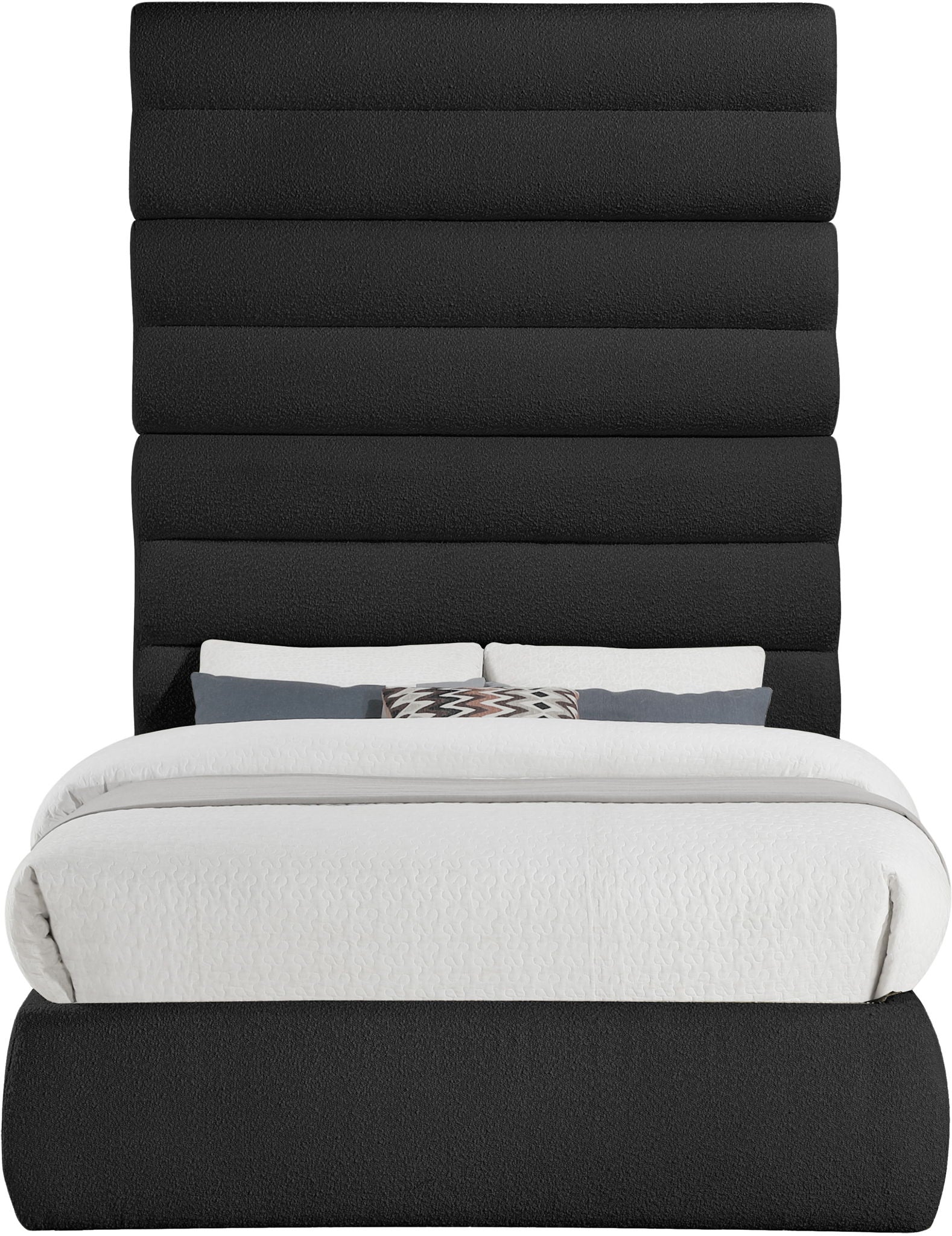 Adam - Boucle Fabric Bed With 89" Headboard