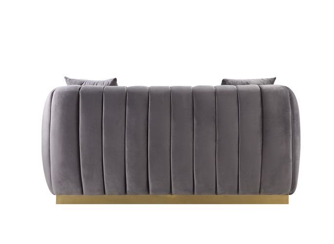 Elchanon - Loveseat - Gray Velvet & Gold Finish - Urban Living Furniture (Los Angeles, CA)