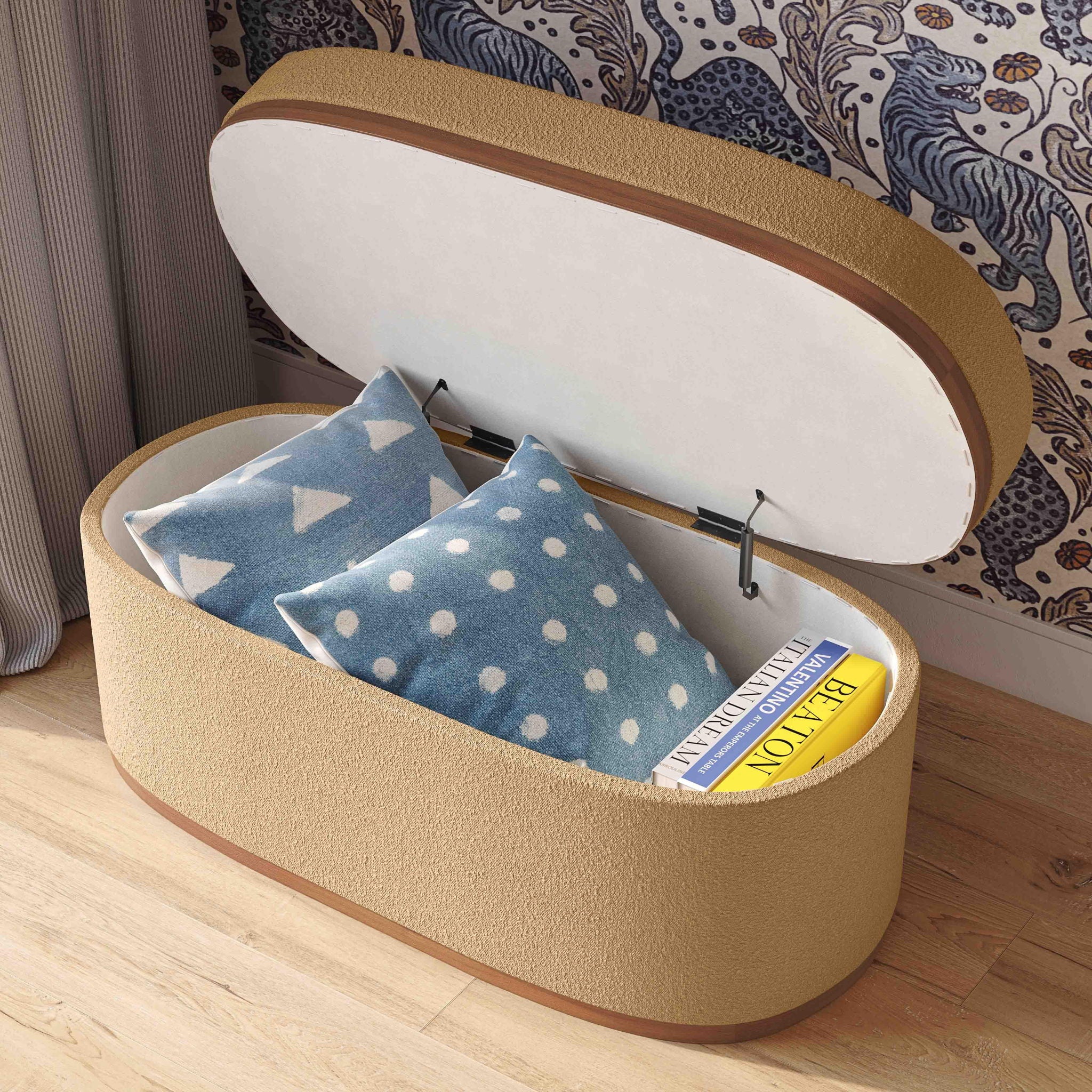 Olivier - Boucle Oval Storage Ottoman - Urban Living Furniture (Los Angeles, CA)