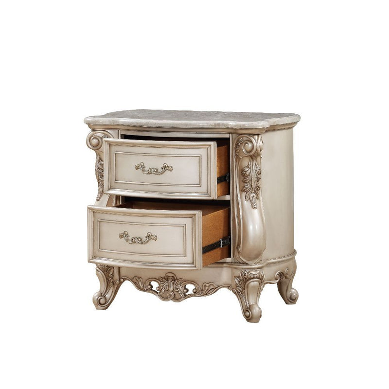 Gorsedd - Nightstand - Marble & Antique White - Urban Living Furniture (Los Angeles, CA)
