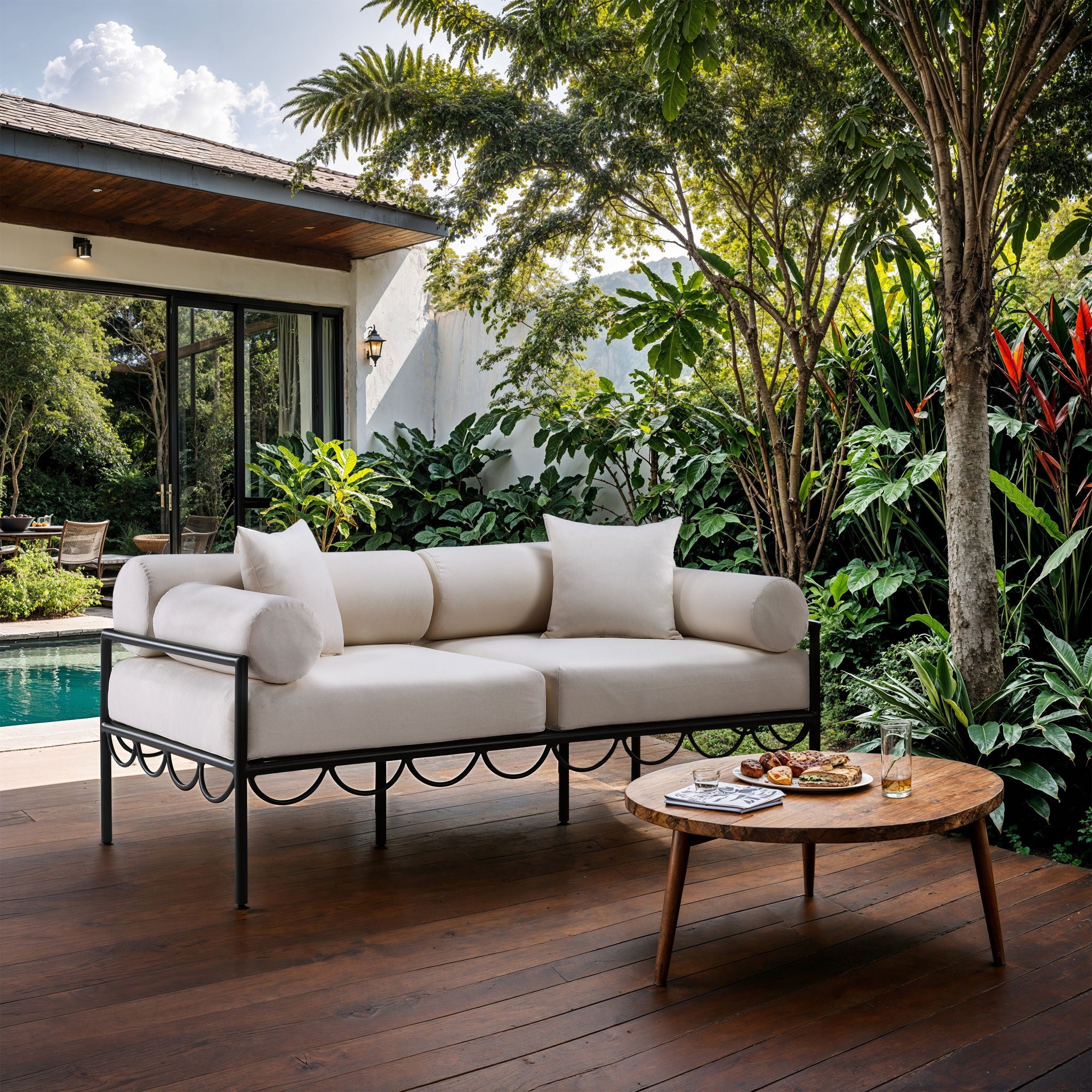 Portofino - Resilient Water Repellent Fabric 69.75" Upholstered Outdoor Patio Loveseat - Urban Living Furniture (Los Angeles, CA)