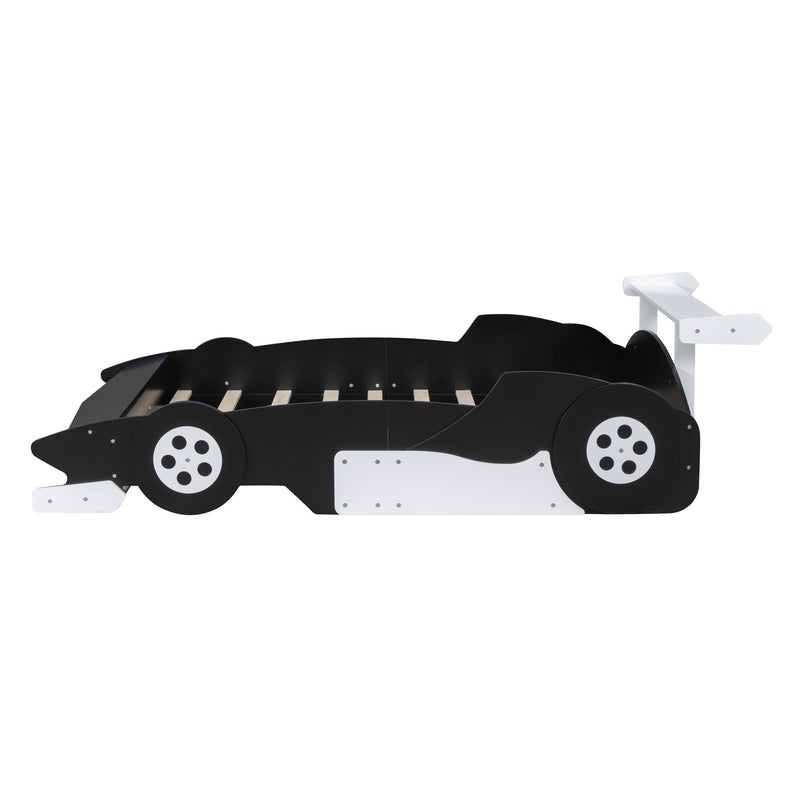Race Car-Shaped Platform Bed With Wheels