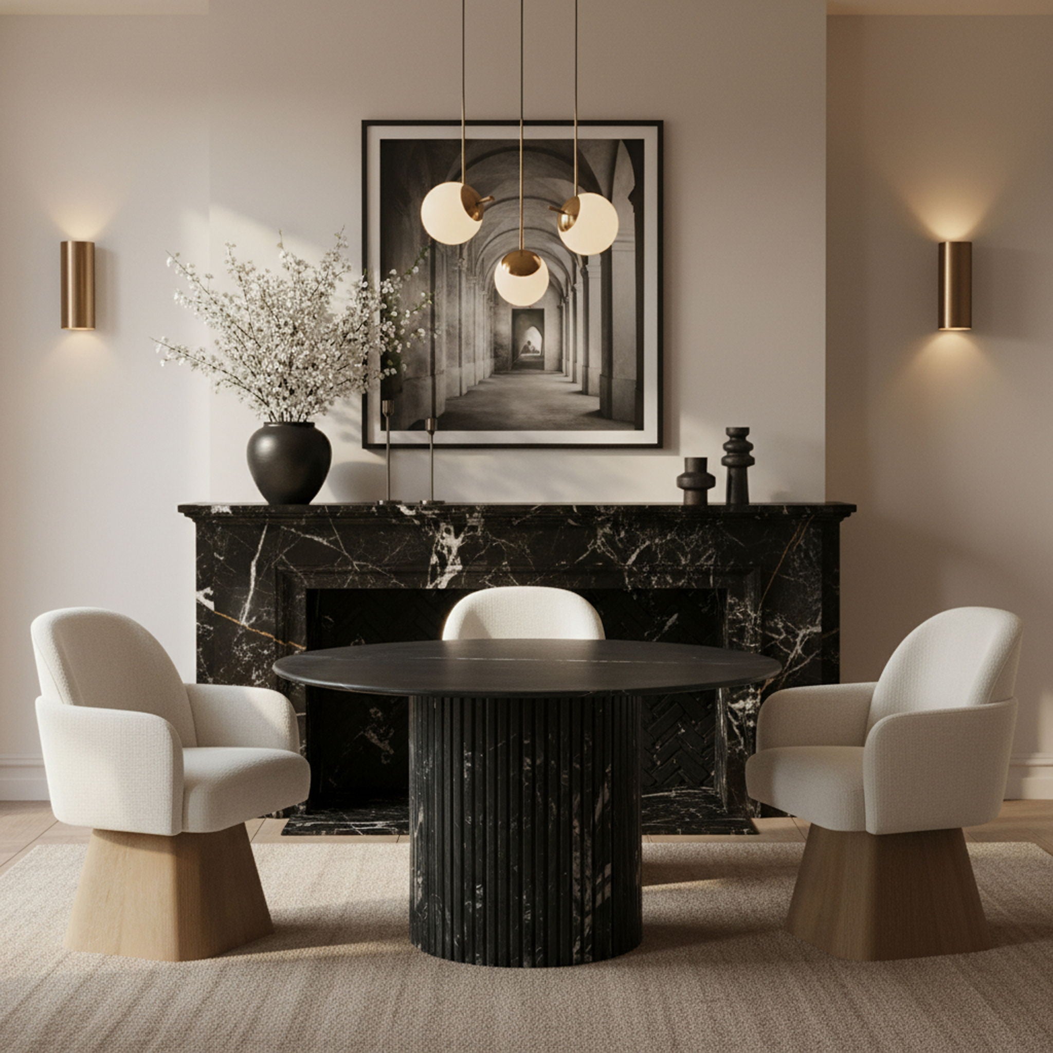 Marlowe - Linen Textured Fabric Upholstered Swivel Dining Arm Chair - Stained Natural - Urban Living Furniture (Los Angeles, CA)