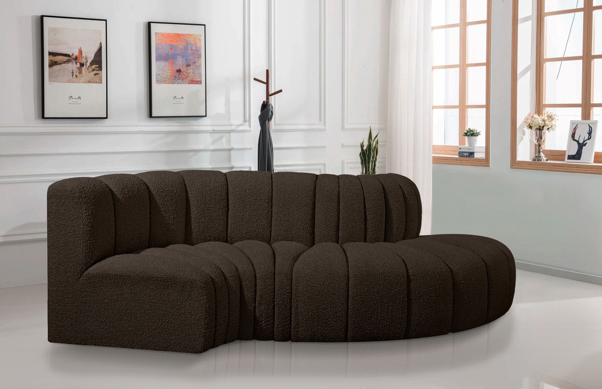 Arc - Boucle Fabric 4 Piece L-Shaped Modular Sofa