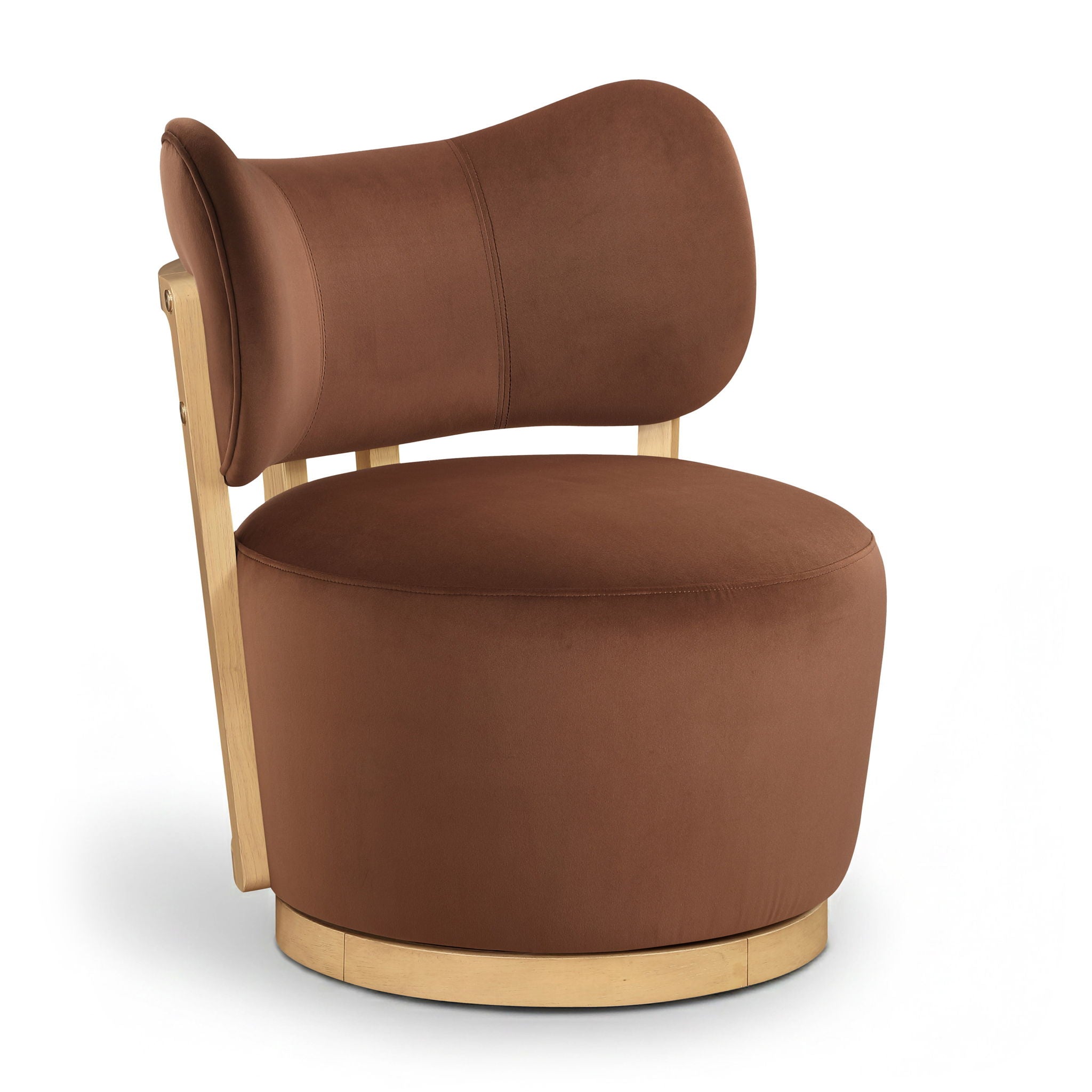 Elara - Velvet Upholstered Swivel Accent Chair - Stained Natural - Urban Living Furniture (Los Angeles, CA)