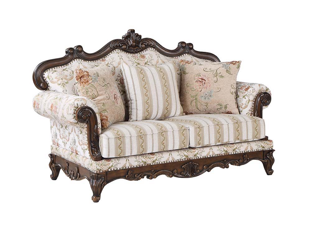 Nayla - Loveseat - Pattern Fabric & Walnut Finish - Urban Living Furniture (Los Angeles, CA)