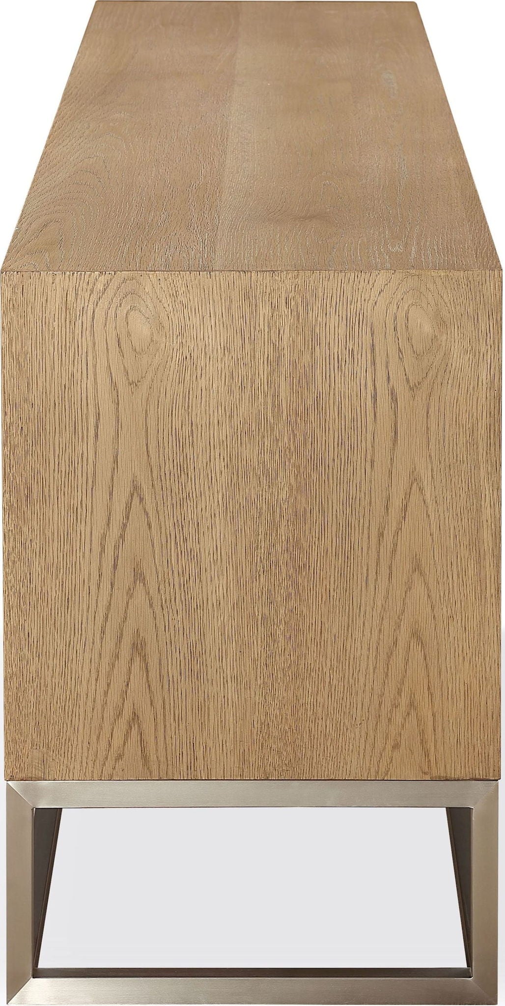 One - Coastal Modern TV Console - Brushed Stainless Steel And Bisque