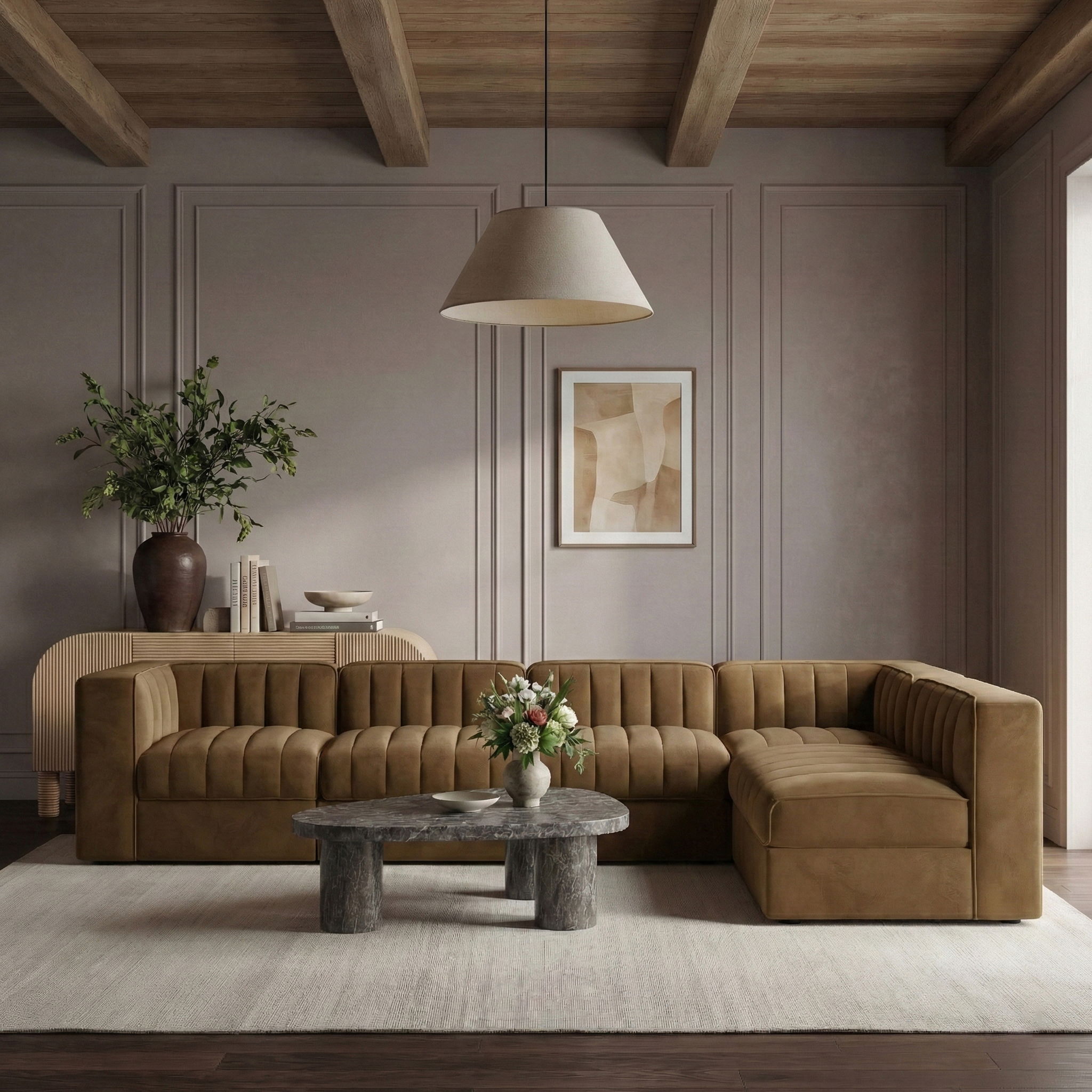 Rummi - Velvet Performance Fabric Upholstered 6 Piece Modular Sectional - Urban Living Furniture (Los Angeles, CA)