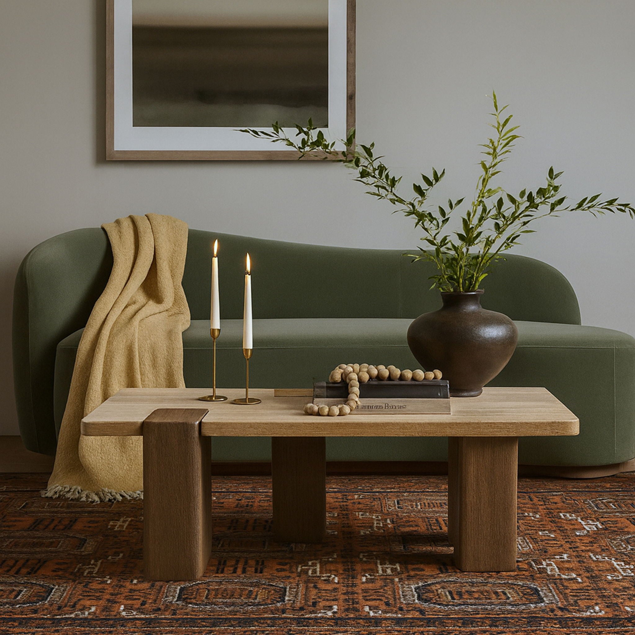 Ravenna - Genuine Fabric Travertine And Oak Wood Table - Urban Living Furniture (Los Angeles, CA)