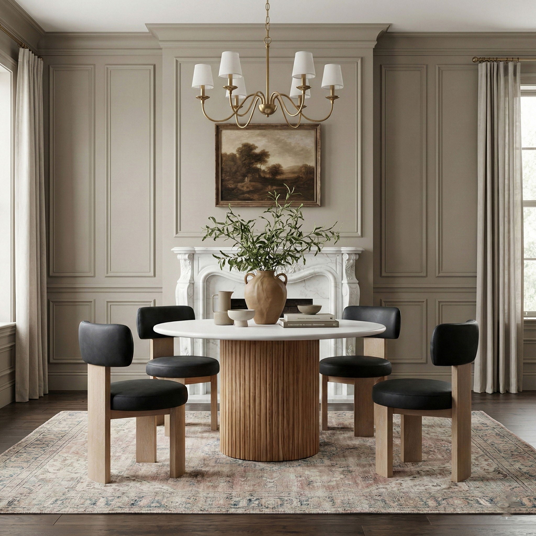 Atelier - Vegan Leather Upholstered Dining Chair (Set of 2) - Painted Natural Frame - Urban Living Furniture (Los Angeles, CA)