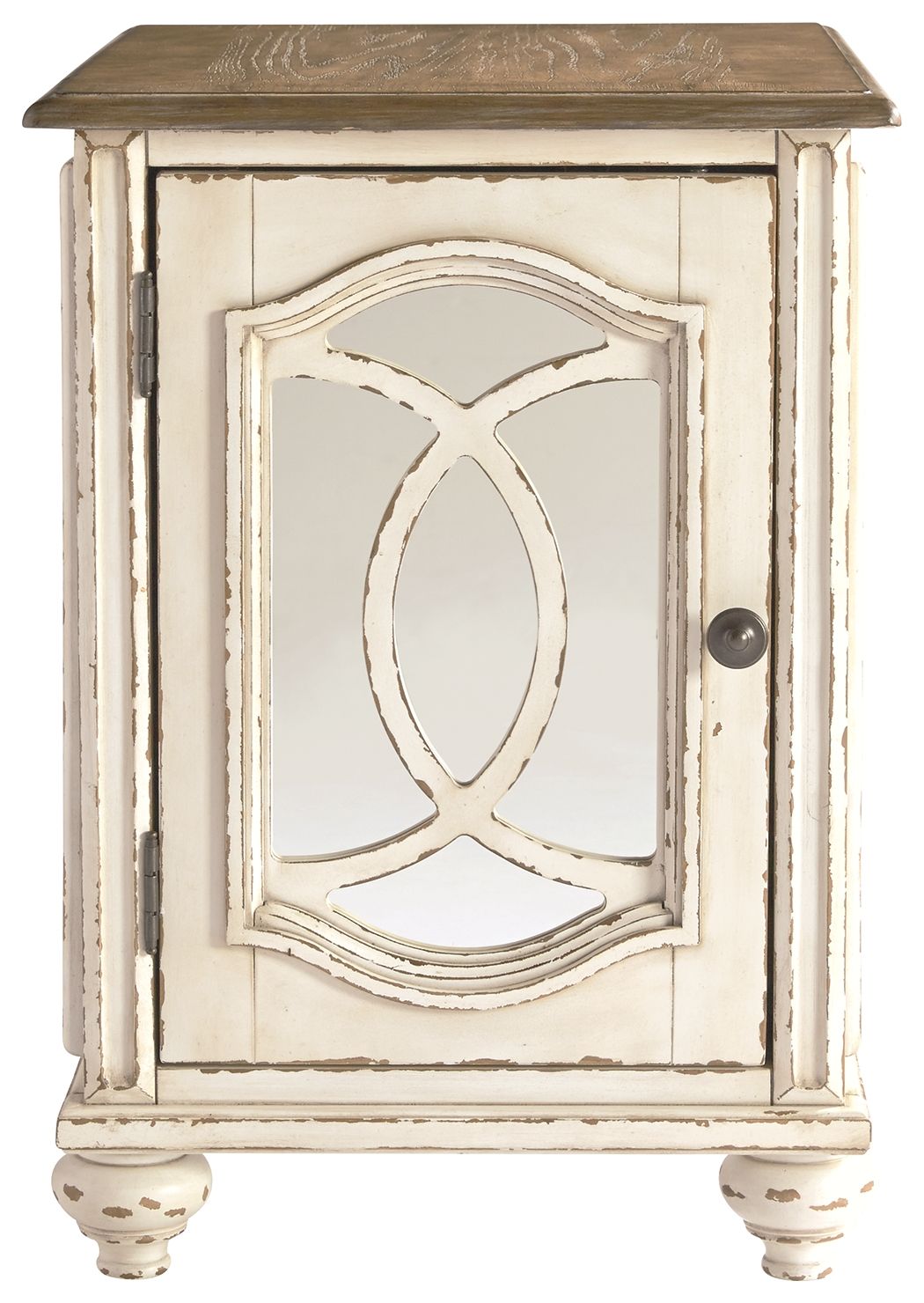 Realyn - White / Brown - Chair Side End Table - Insert Mirror - Urban Living Furniture (Los Angeles, CA)