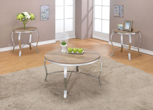 Malai - Coffee Table - Weathered Light Oak & Chrome - Urban Living Furniture (Los Angeles, CA)