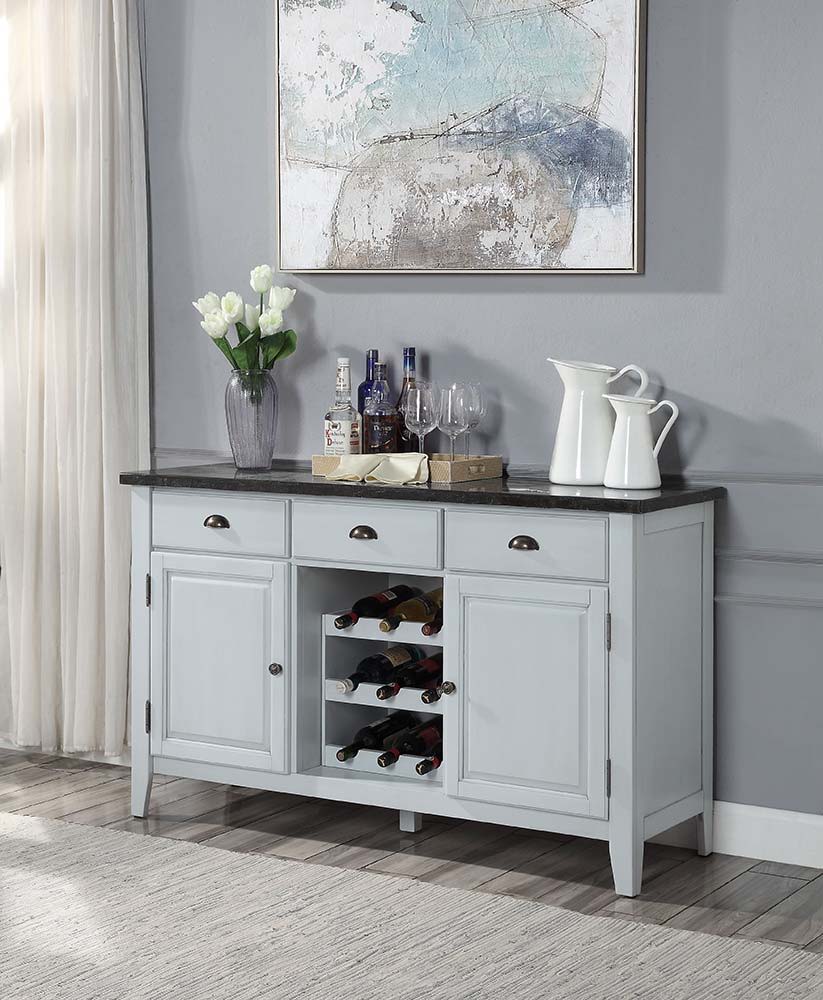 Lanton - Server - Natural Marble & Antique White - Urban Living Furniture (Los Angeles, CA)