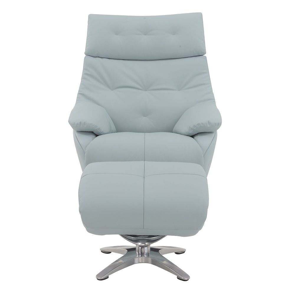 Janella - Motion Accent Chair With Swivel & Ottoman - Babyblue Leather - Urban Living Furniture (Los Angeles, CA)