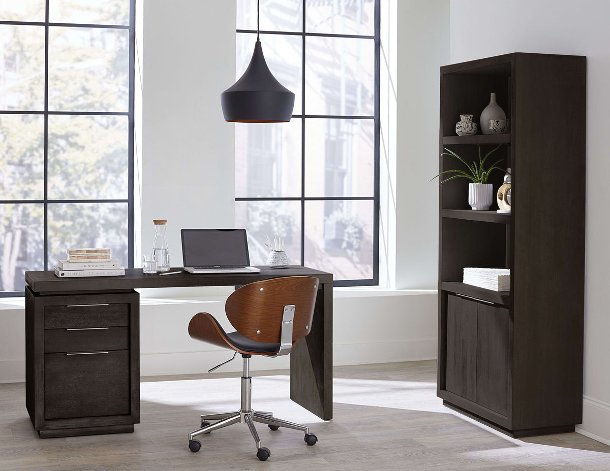 Oxford - Single Pedestal Desk - Basalt Gray