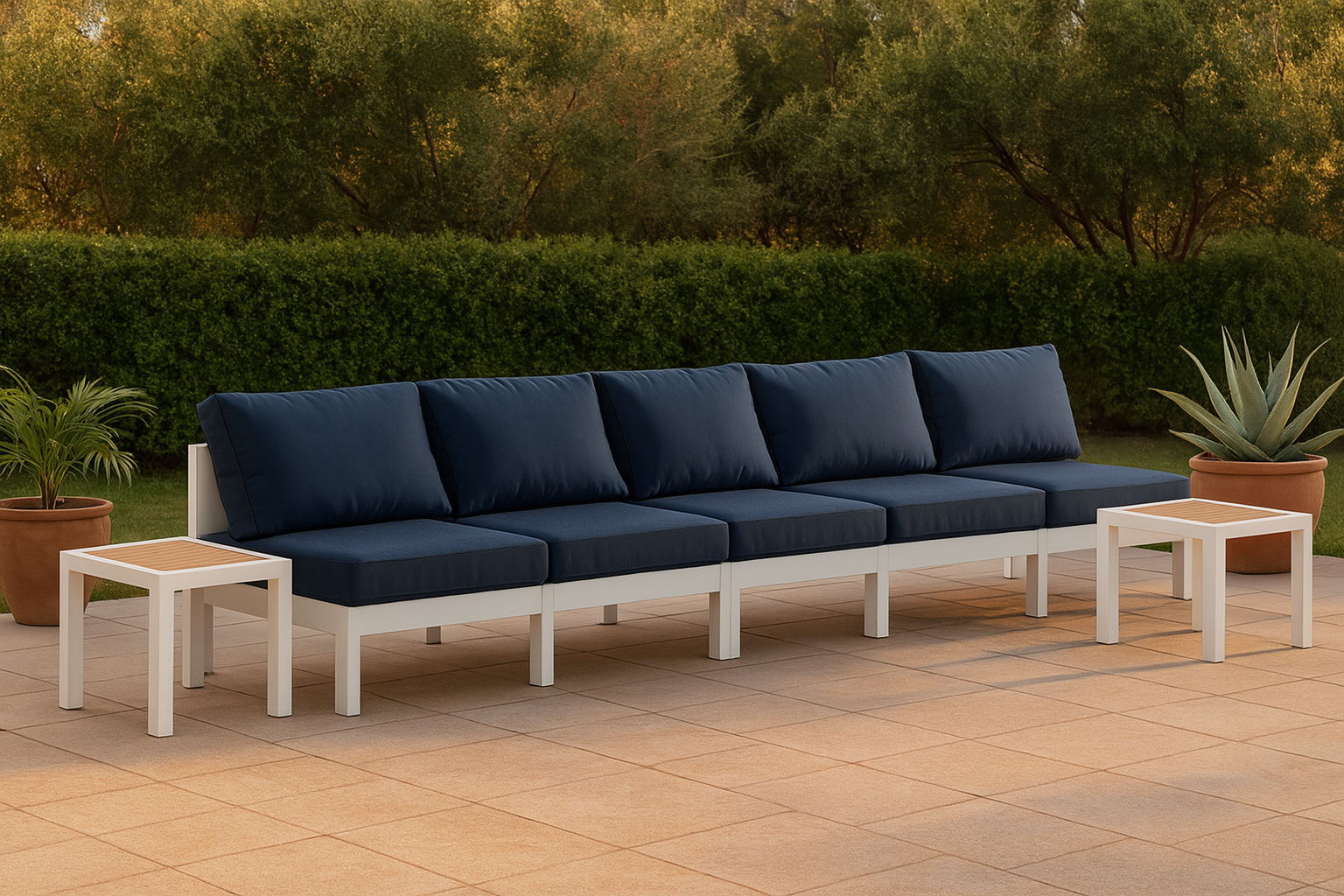 Nizuc - Outdoor Patio 4 Seat Armless Modular Sofa With White Frame - Urban Living Furniture (Los Angeles, CA)