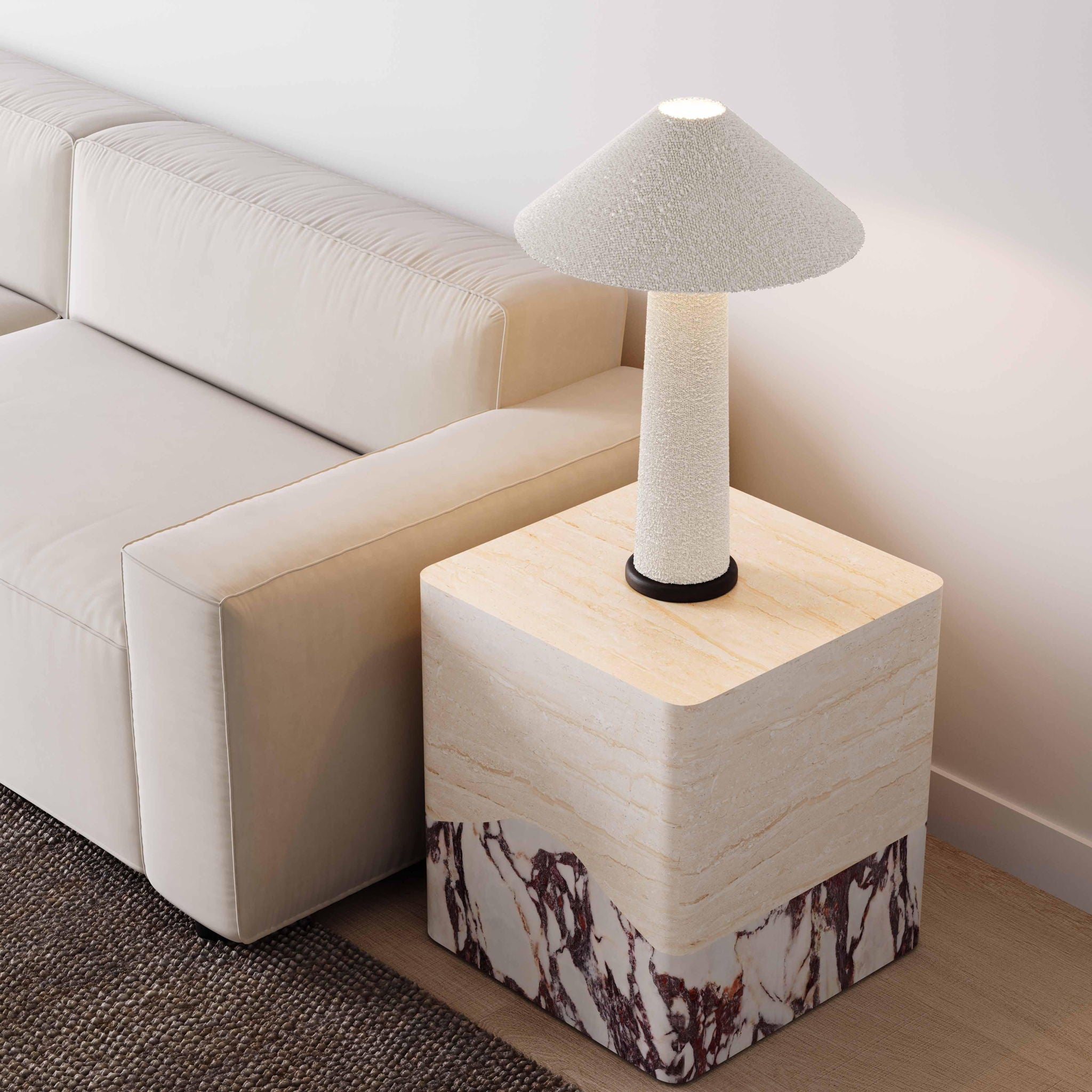 Brut - Concrete Indoor / Outdoor Side Table - Travertine & Breccia - Urban Living Furniture (Los Angeles, CA)
