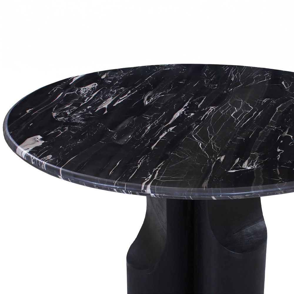 Kinton - Round Dining Table With Natural Marble Top - Black - Urban Living Furniture (Los Angeles, CA)