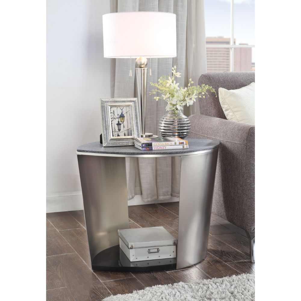 Thyge - End Table - Satin Plated & Glass Stone - Urban Living Furniture (Los Angeles, CA)