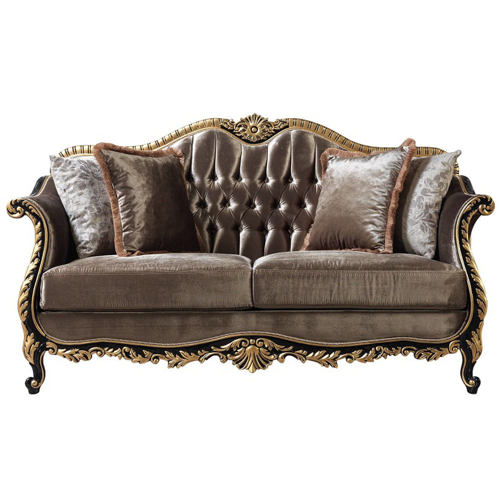 Betria - Loveseat With 4 Pillows - Light Green Velvet, Gold & Black High Gloss - Urban Living Furniture (Los Angeles, CA)