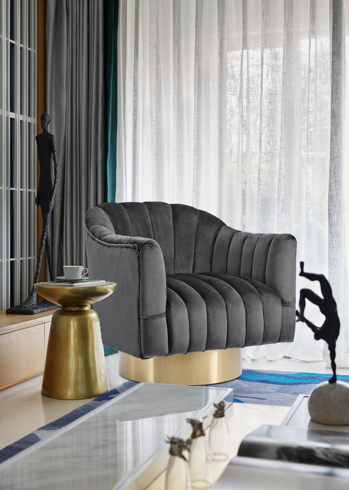 Farrah - Accent Chair with Gold Base - Urban Living Furniture (Los Angeles, CA)
