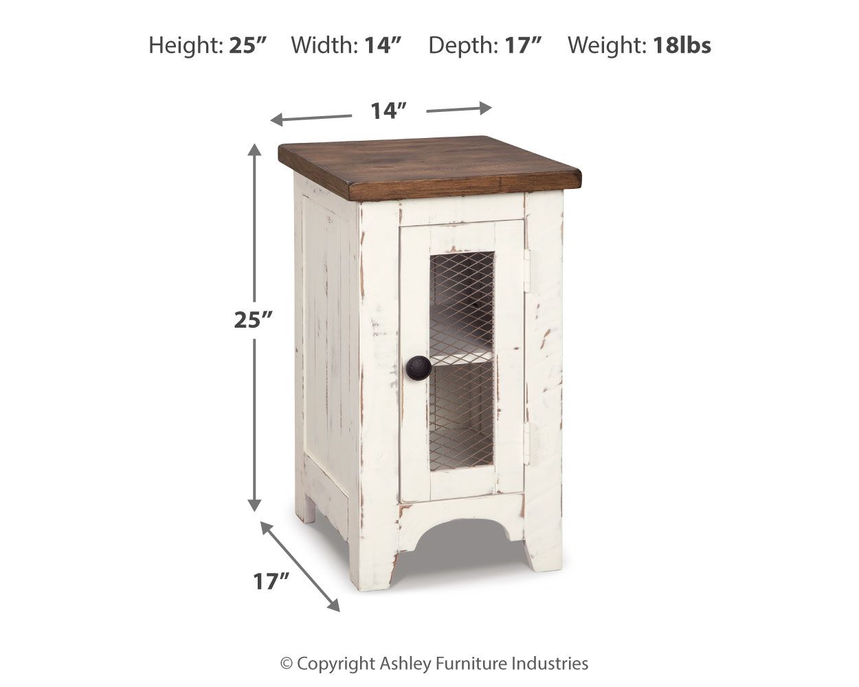 Wystfield - Chair Side End Table - White / Brown - Urban Living Furniture (Los Angeles, CA)