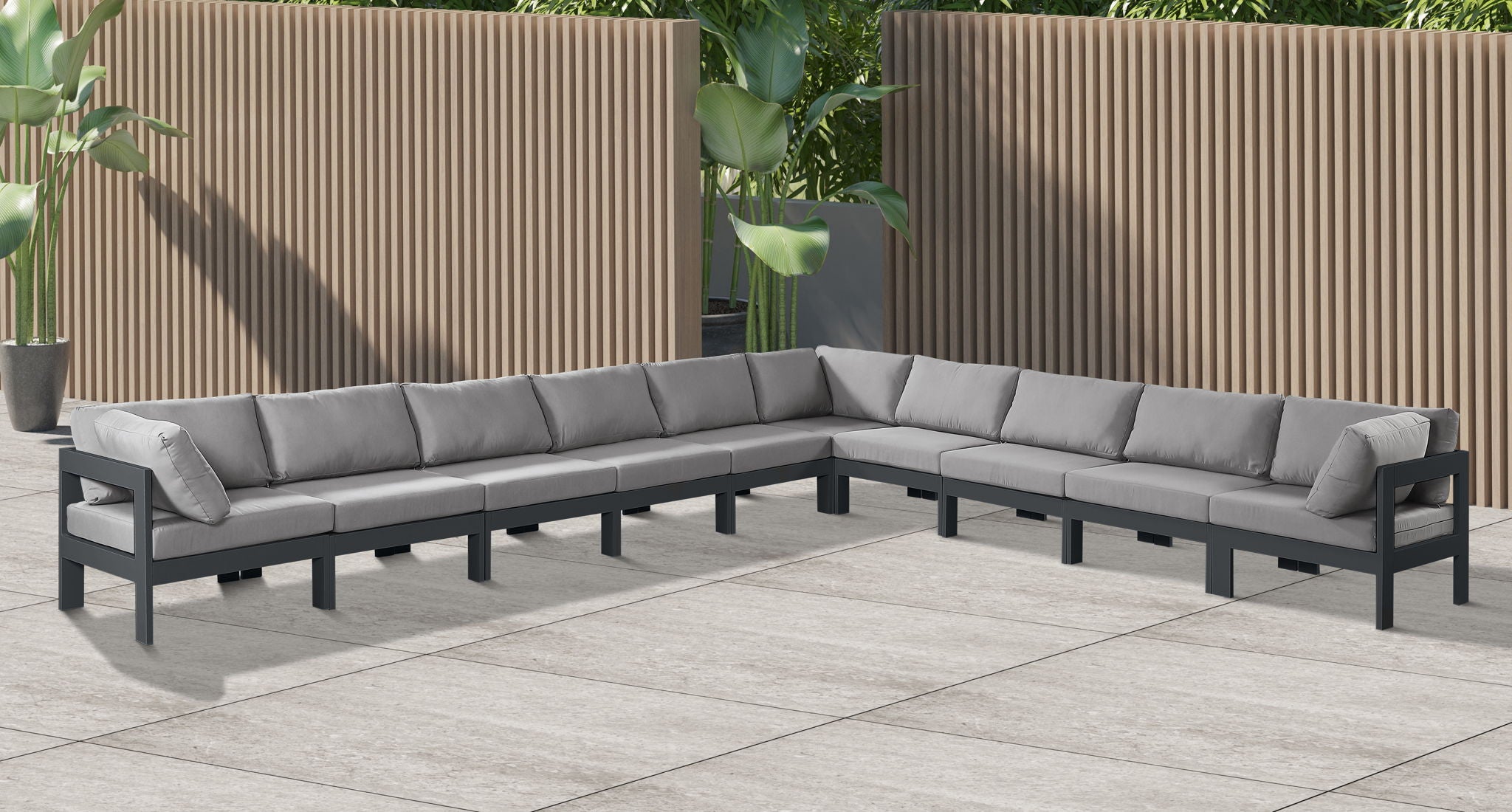 Nizuc - Outdoor Patio 10 Piece Modular Sectional With Gray Frame - Urban Living Furniture (Los Angeles, CA)