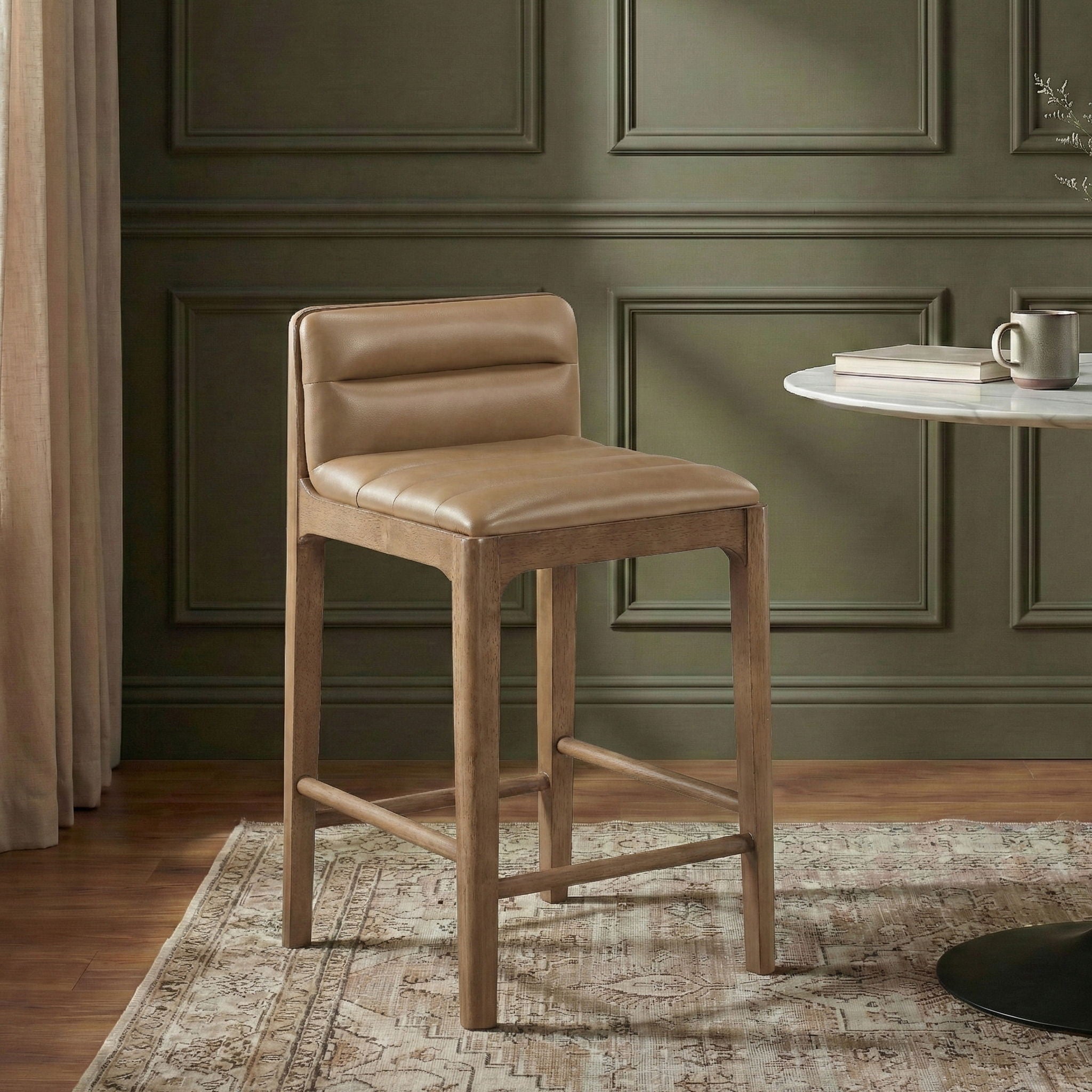 Ellis - Vegan Leather Upholstered Counter Stool (Set of 2) - Tan - Urban Living Furniture (Los Angeles, CA)